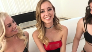 Haley gets double anal pounded by lesbians