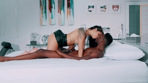 Step-mom Gina gets deepthroated by big black cock